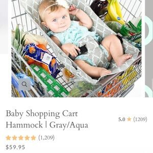 Baby Shopping Cart Hammock - Grey with White Trellis